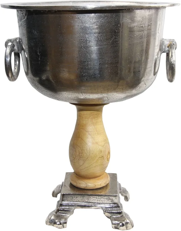Casa Padrino Weinkühler mit Holzsockel Naturfarben Ø 35.5 x H. 45 cm - Hotel & Restaurant Accessoires Weinständer Champagner Kühler Saisonangebot
