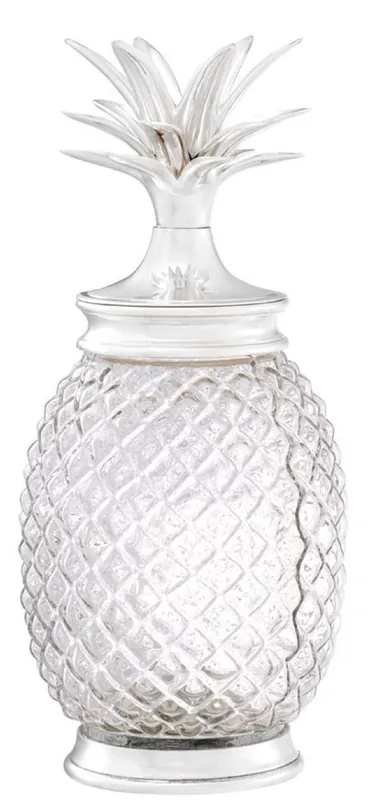 Zertifiziert Casa Padrino Luxus Vorratsglas mit Deckel im Ananas Design Silber Ø 16,5 x H. 36,5 cm - Designer Deko Accessoires