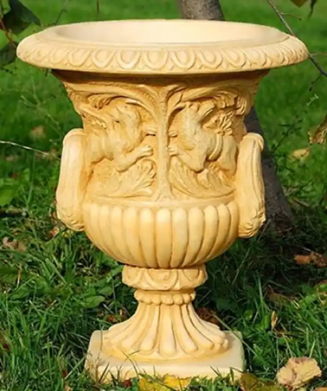 Casa Padrino Barock Gartendeko Blumentopf / Pflanzentopf Hellbeige Ø 40 x H. 58 cm - Prunkvolle Gartendeko im Barockstil Heißes Angebot