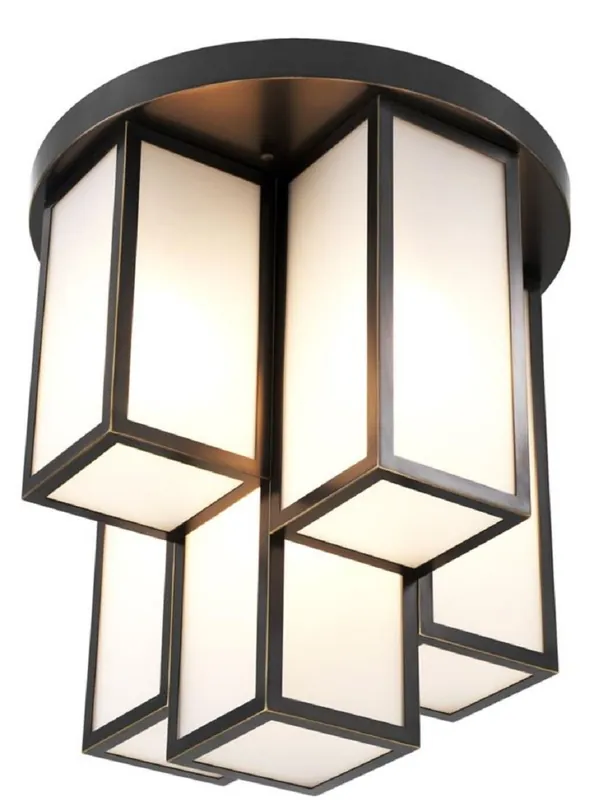 Casa Padrino Luxus Deckenleuchte Bronze / Weiß Ø 50 x H. 53,5 cm - Luxus Qualität Ausverkauf