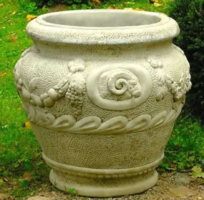 Casa Padrino Barock Blumentopf Grau Ø 59 x H. 66 cm - Runder Prunkvoller Pflanzentopf im Barockstil Günstig