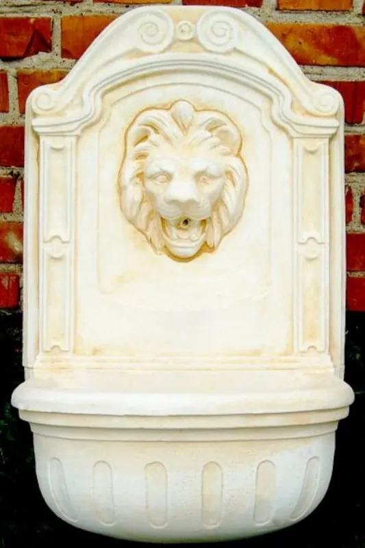 Günstig Casa Padrino Barock Wandbrunnen Löwe Weiß / Beige H. 77 cm - Gartenbrunnen im Barockstil