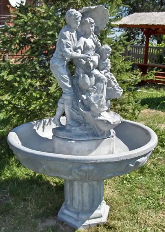 Casa Padrino Jugendstil Gartenbrunnen Grau Ø 95 x H. 164 cm - Barock & Jugendstil Gartendeko Springbrunnen Direktkauf