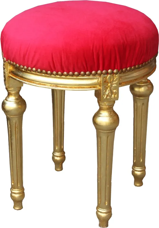 Jetzt Kaufen Casa Padrino Barock Sitzhocker Rot / Gold - Barock Rundhocker
