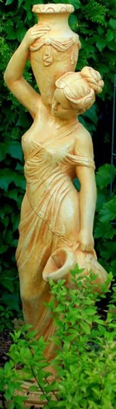 Jetzt Kaufen Casa Padrino Jugendstil Wasserspeier Skulptur Frau mit Krügen Beige 34 x H. 139 cm - Barock & Jugendstil Gartendeko