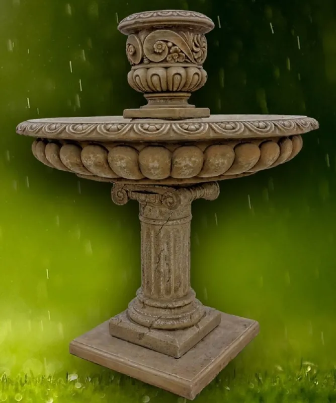 Highlight Casa Padrino Barock Gartenbrunnen Dunkelgrau Ø 114 x H. 137 cm - Prunkvoller runder Springbrunnen mit Blumentopf