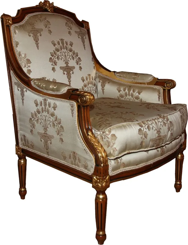 Heißes Angebot Casa Padrino Barock Lounge Thron Sessel Empire Taupe Muster / Mahagoni Braun / Gold - Ohren Sessel - Limited Edition