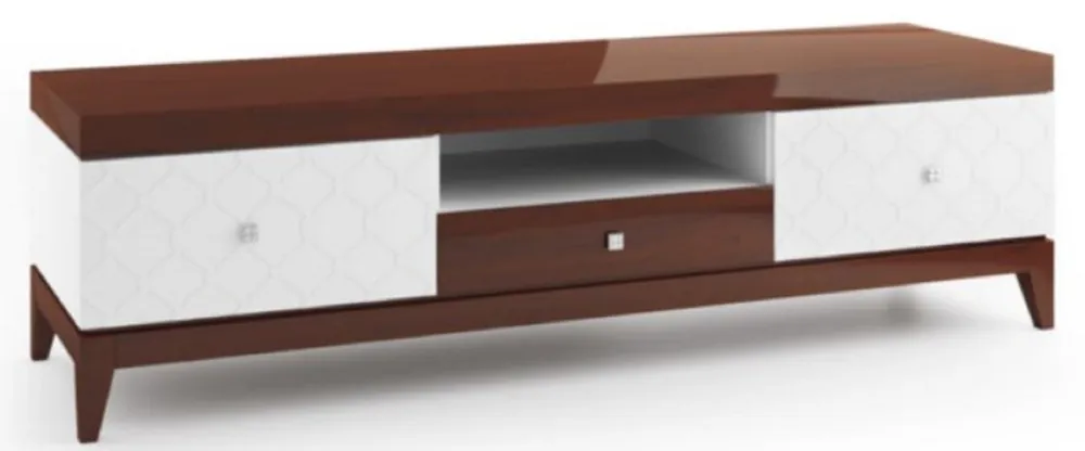 Casa Padrino Luxus Sideboard mit 3 Schubladen Weiß / Hochglanz Braun 171,4 x 45 x H. 49 cm - Wohnzimmermöbel Markenware
