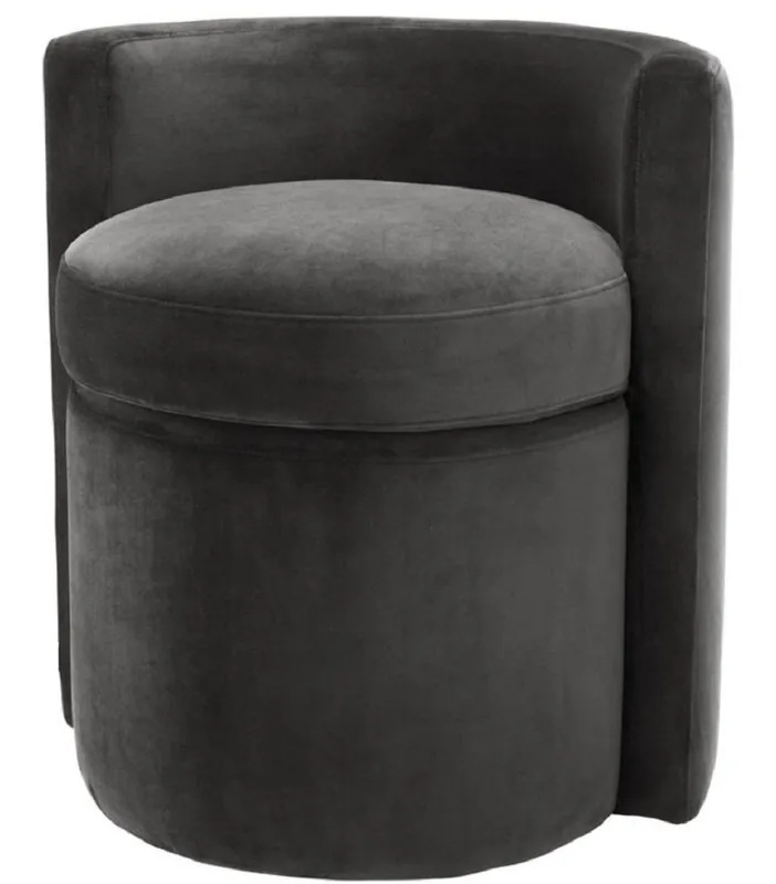 Neu Im Sortiment Casa Padrino Designer Sessel Dunkelgrau 61 x 57 x H. 64 cm - Runder Samt Sessel - Luxus Möbel