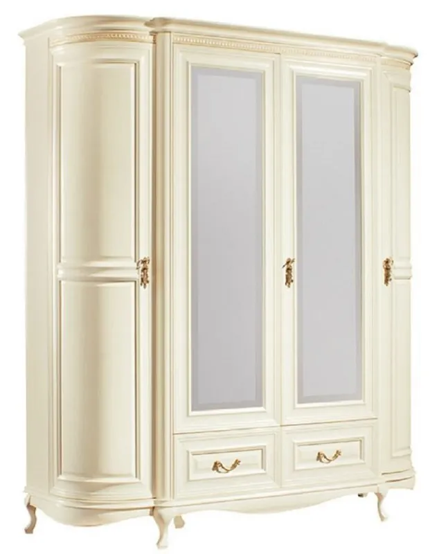 Bestseller Casa Padrino Luxus Barock Schlafzimmerschrank Creme / Gold 180,5 x 62,6 x H. 206,6 cm - Prunkvoller Kleiderschrank mit 4 Türen und 2 Schubladen - Schlafzimmermöbel