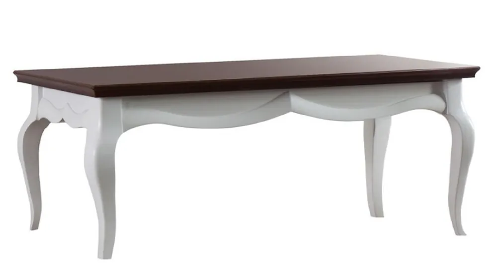 Top-Preis Casa Padrino Luxus Art Deco Couchtisch Weiß / Dunkelbraun 100 x 70 x H. 47 cm - Wohnzimmermöbel