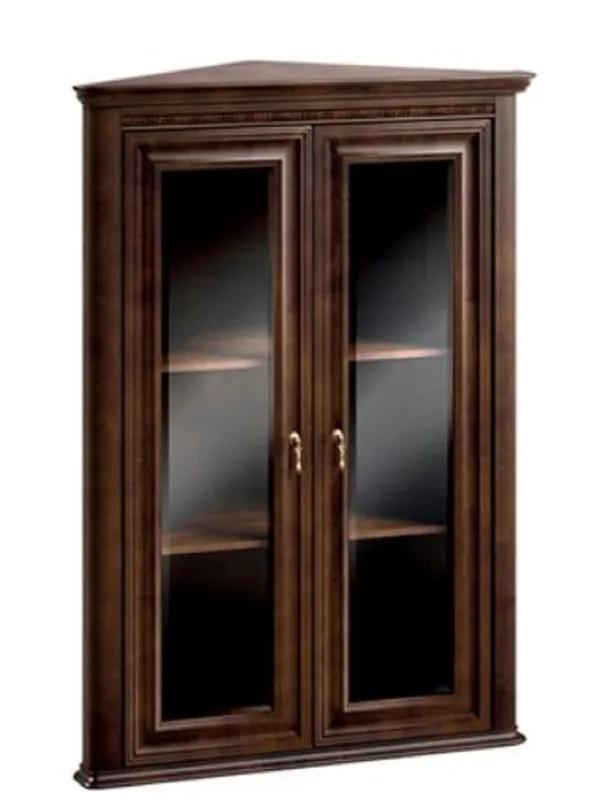 Casa Padrino Luxus Jugendstil Eckhängeschrank mit 2 Glastüren Dunkelbraun 82 x 52,1 x H. 111,6 cm - Wohnzimmermöbel Sale