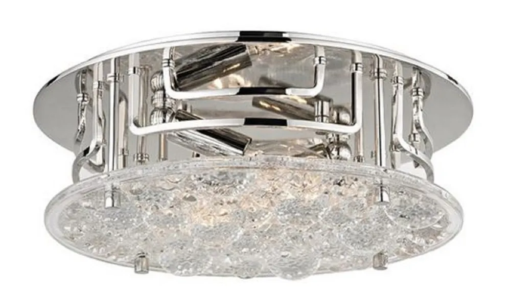 Casa Padrino Luxus Deckenleuchte Silber Ø 28,6 x H. 9,5 cm - Runde Deckenlampe mit handgefertigtem Glas - Luxus Qualität Heißes Angebot