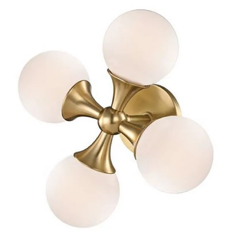 Jetzt Bestellen Casa Padrino Luxus LED Wandleuchte Antik Messingfarben / Weiß 35,6 x 17,2 x H. 35,6 cm - Wandlampe mit kugelförmigen Glas Lampenschirmen