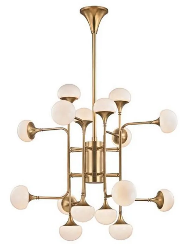Letzte Chance Casa Padrino Luxus LED Kronleuchter Antik Messingfarben / Weiß Ø 92,7 x H. 83,8 cm - Kronleuchter mit kugelförmigen Glas Lampenschirmen - Luxus Qualität