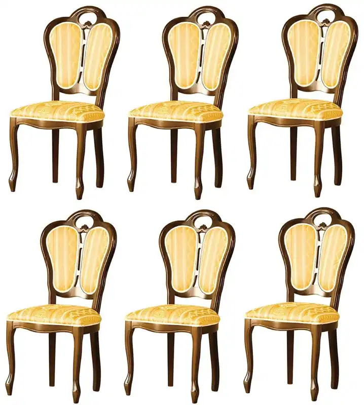 Top-Seller Casa Padrino Luxus Barock Esszimmer Set Braun / Weiß / Gold 48 x 43 x H. 104,5 cm - 6 Esszimmerstühle - Barock Esszimmermöbel