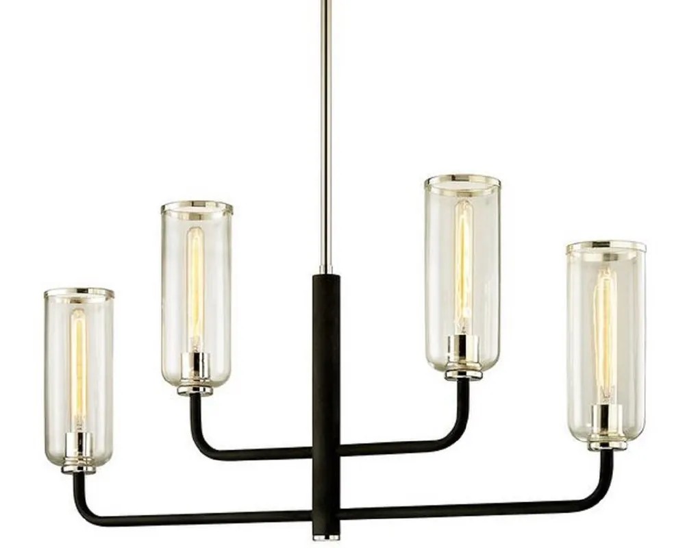 Garantierte Lieferung Casa Padrino Luxus Kronleuchter Schwarz / Silber 109,2 x 12,1 x H. 55,9 cm - Kronleuchter mit Glas Lampenschirmen