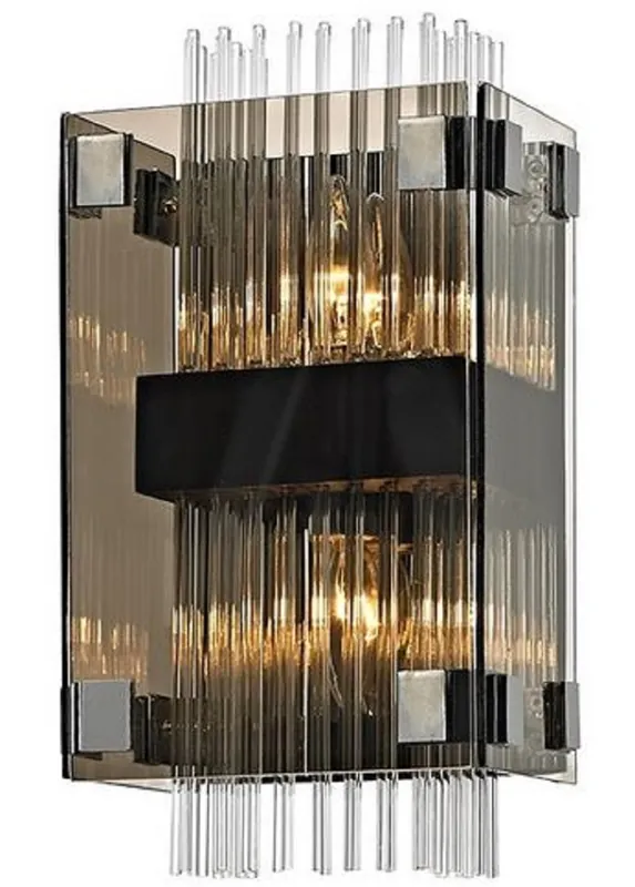 Markenprodukt Casa Padrino Luxus Wandleuchte Silber / Dunkelbronze 20,3 x 14 x H. 35,6 cm - Hotel & Restaurant Wandlampe