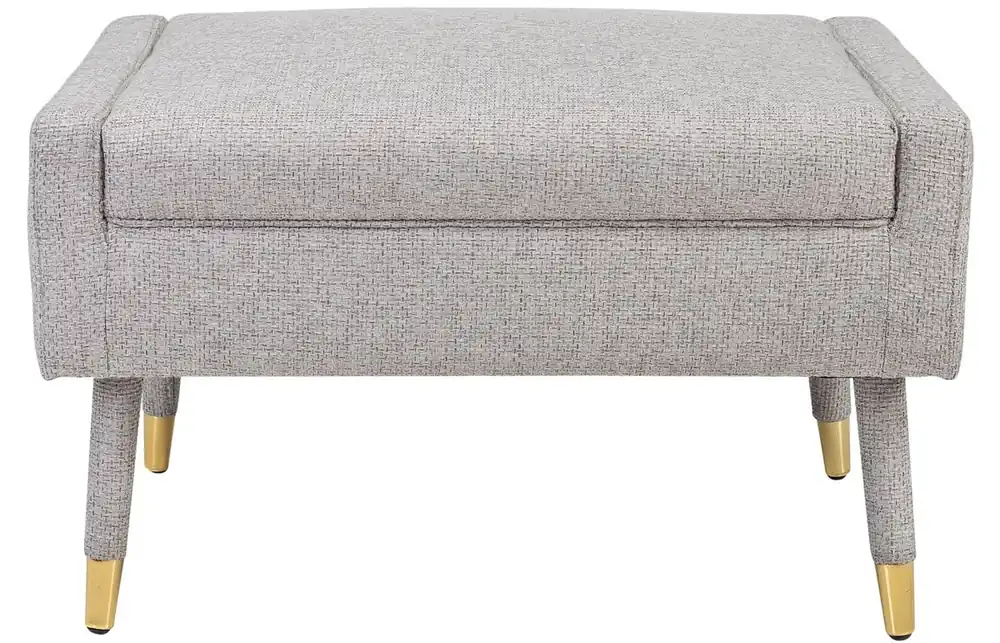 Markenware Casa Padrino Luxus Fußhocker Grau / Gold 76 x 62 x H. 46 cm - Wohnzimmer Hocker im Neoklassichen Stil - Designer Wohnzimmermöbel