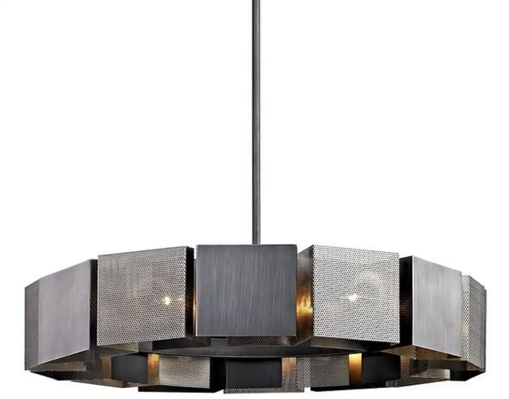 Casa Padrino Luxus Kronleuchter Graphit / Silber Ø 92,1 x H. 18,4 cm - Luxus Kollektion Beliebt