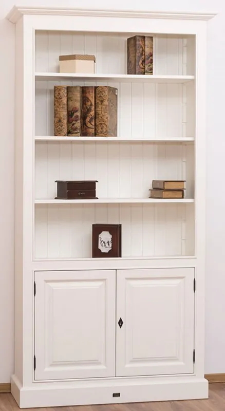 Finale Aktion Casa Padrino Landhausstil Bücherschrank / Regalschrank Weiß 110 x 39 x H. 210 cm - Wohnzimmerschrank mit 2 Türen