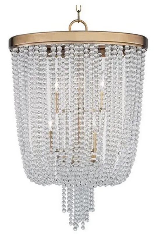 Casa Padrino Luxus Hängeleuchte Antik Messingfarben Ø 46,4 x H. 70,5 cm - Runde Pendelleuchte mit Kristallglas Bestseller