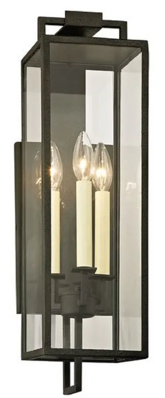 Casa Padrino Luxus Wandleuchte Schwarz 15,2 x 18,4 x H. 54,6 cm - Innen / Außen Wandlampe Direktkauf