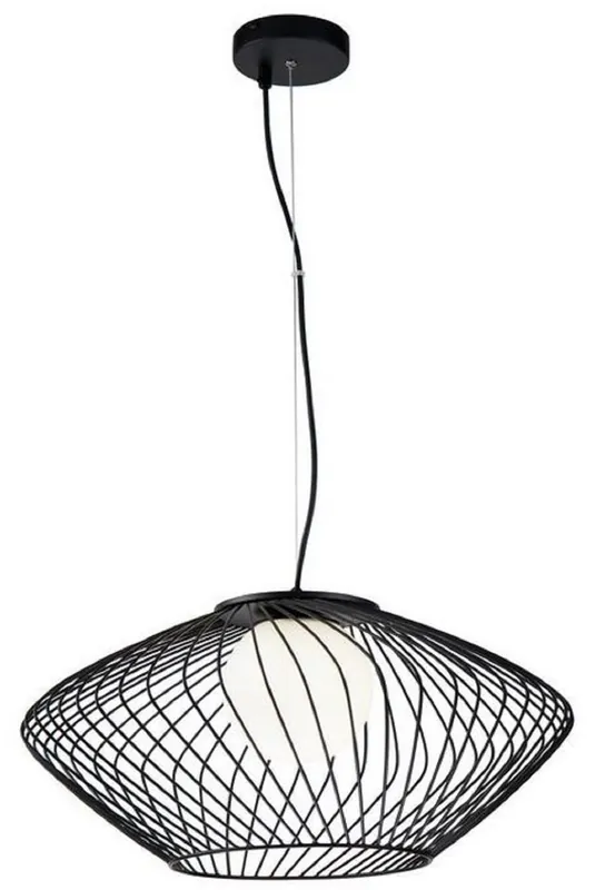 Beliebt Casa Padrino Luxus Hängeleuchte Schwarz / Weiß Ø 52 x H. 24 cm - Höhenverstellbare Metall Pendelleuchte mit Glas Lampenschirm
