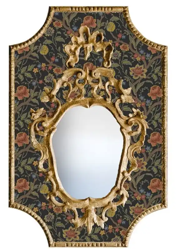 Casa Padrino Barock Spiegel Mehrfarbig / Schwarz / Antik Gold 65 x H. 99 cm - Barock Wandspiegel mit Blumen Design Ausverkauf