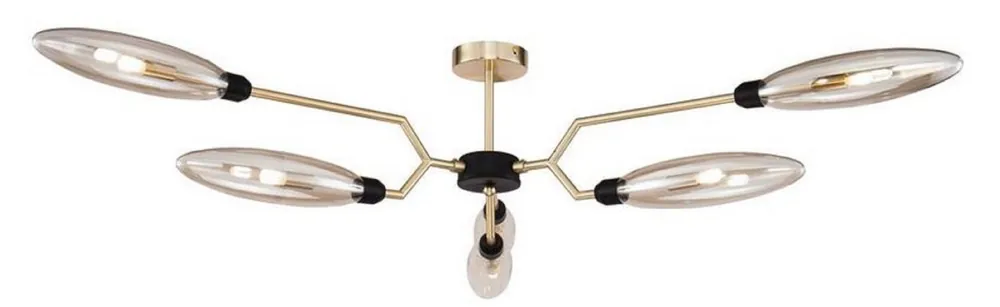 Casa Padrino Luxus Deckenleuchte Mattgold / Schwarz Ø 125 x H. 35 cm - Moderne Deckenlampe Markenprodukt