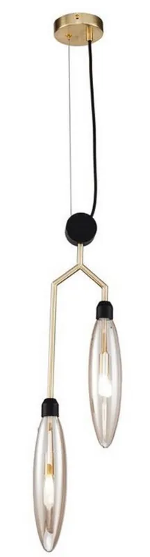 Echt Casa Padrino Luxus Hängeleuchte Mattgold / Schwarz 17,5 x 6,5 x H. 64 cm - Moderne Pendelleuchte
