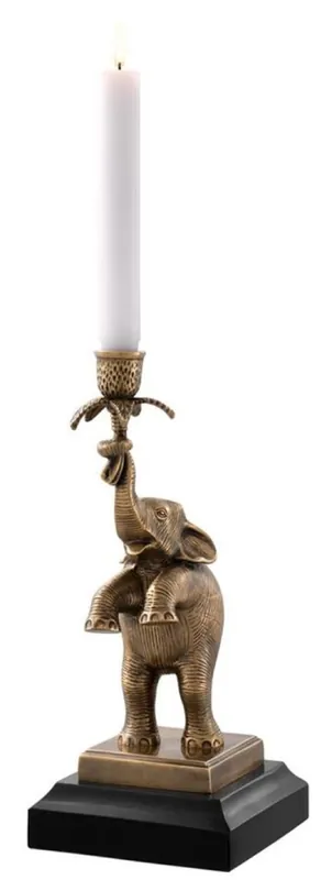 Günstig Casa Padrino Luxus Kerzenhalter Elefant Vintage Messing / Schwarz 17 x 14 x H. 32 cm - Luxus Qualität