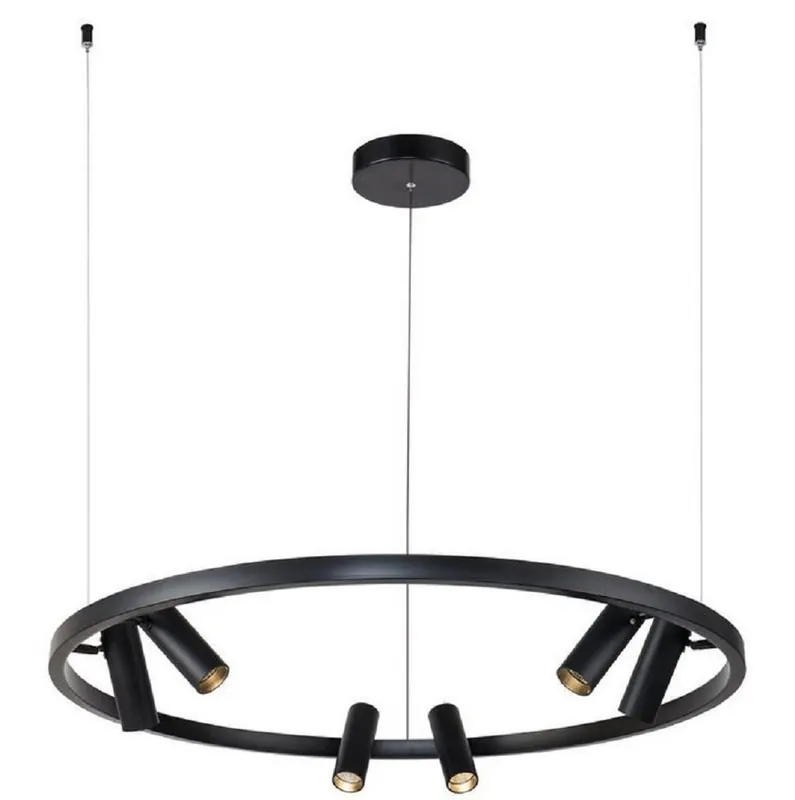 Top-Preis Casa Padrino Hängeleuchte Schwarz Ø 90 cm - Runde Pendelleuchte mit verstellbaren LED Spots