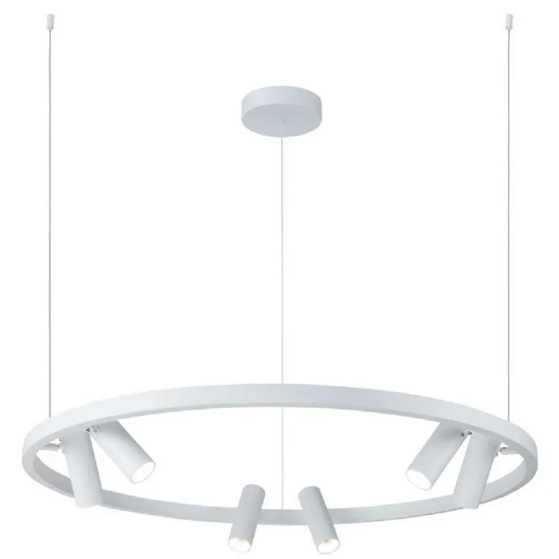Schneller Versand Casa Padrino Luxus Hängeleuchte Weiß Ø 90 cm - Runde Pendelleuchte mit verstellbaren LED Spots