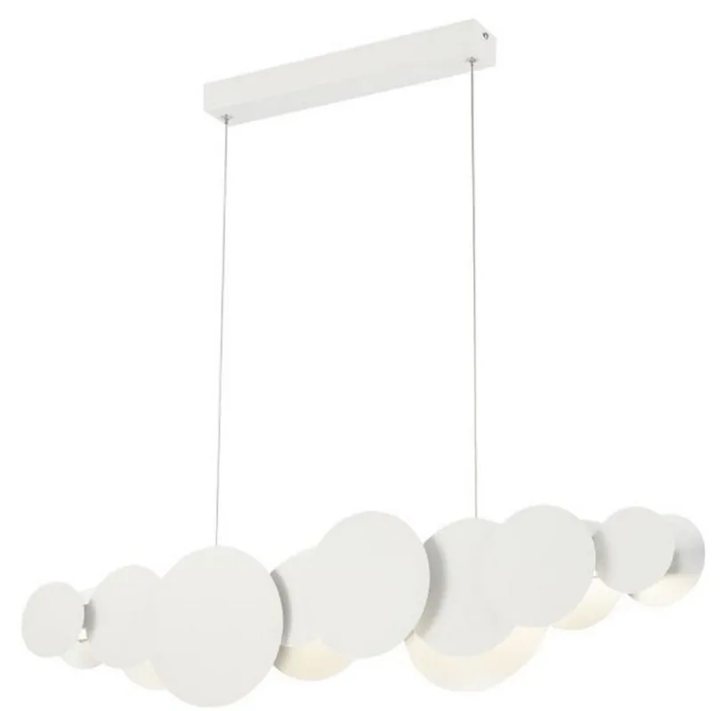 Casa Padrino Designer LED Hängeleuchte Weiß / Silber 82 x 8 x H. 38 cm - Luxus Pendelleuchte Letzte Chance