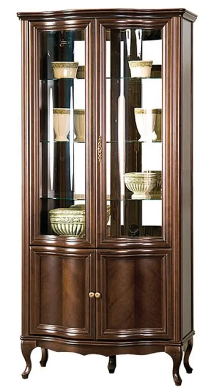 Jetzt Bestellen Casa Padrino Luxus Jugendstil Vitrinenschrank Dunkelbraun 96,5 x 52,5 x H. 206 cm - Wohnzimmerschrank mit 4 Türen - Wohnzimmermöbel