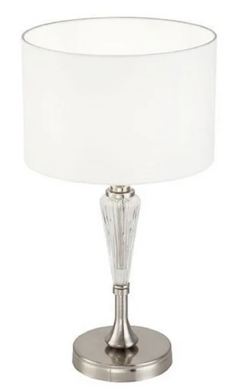 Casa Padrino Tischleuchte Silber / Weiß Ø 26,5 x H. 46 cm - Elegante Tischlampe im Neoklassischen Stil Highlight