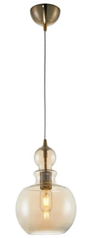 Casa Padrino Hängeleuchte Bronze / Bernsteinfarben Ø 21,5 x H. 33,4 cm - Höhenverstellbare Pendelleuchte Heißes Angebot
