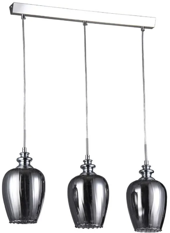 Casa Padrino 3er Hängeleuchte Silber / Grau 70 x H. 100 cm - Hängelampe mit feinsten Kristall Behängen Highlight