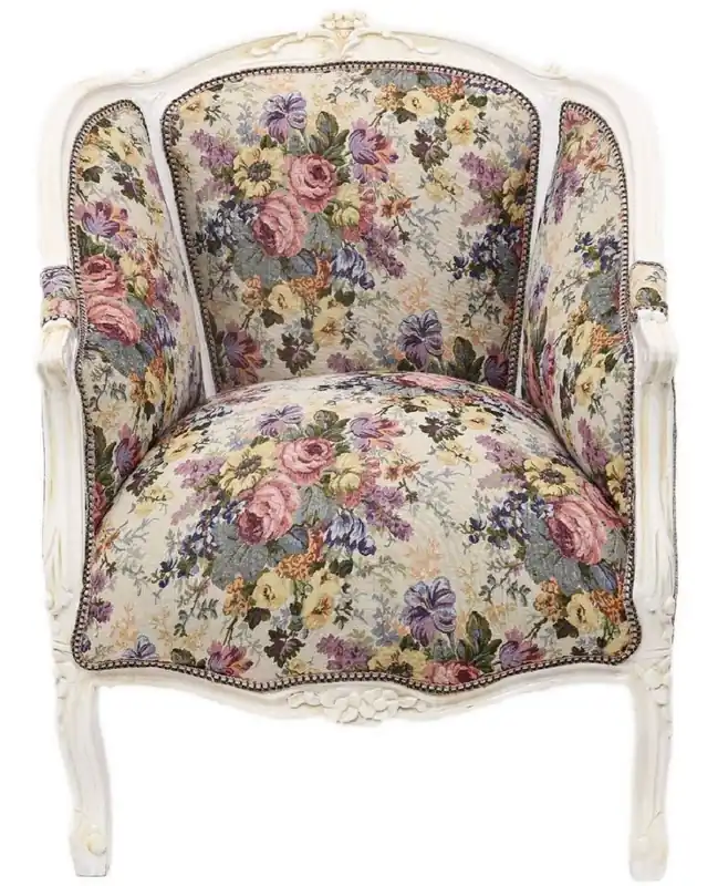 Markenprodukt Casa Padrino Barock Salon Lounge Sessel mit Blumenmuster Mehrfarbig / Antik Weiß 70 x H. 100 cm - Barockmöbel