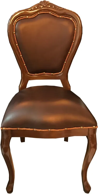 Casa Padrino Barock Luxus Echtleder Esszimmer Stuhl Braun / Braun - Handgefertigte Möbel mit echtem Leder Schnäppchen