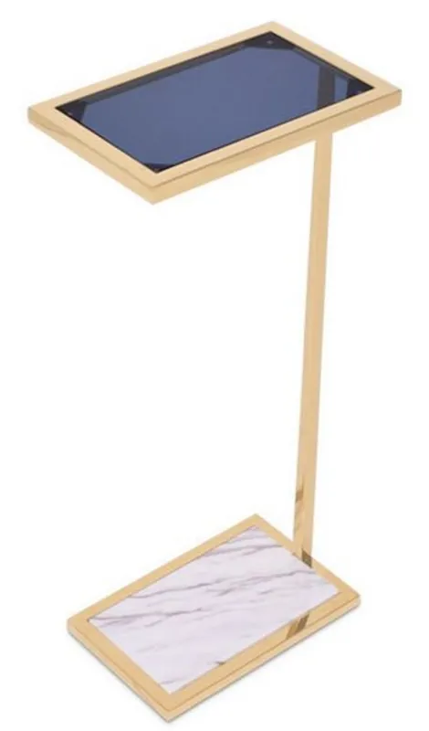 Casa Padrino Luxus Beistelltisch Gold / Schwarz / Weiß 31 x 20 x H. 72 cm - Designermöbel Sale