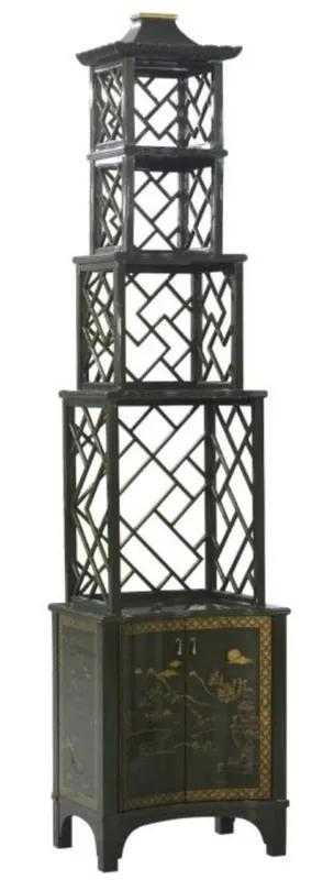 Casa Padrino Luxus Etagere im chinesischen Stil Grün / Gold 54 x 37 x H. 219 cm - Hotel & Restaurant Accessoires Garantierte Lieferung