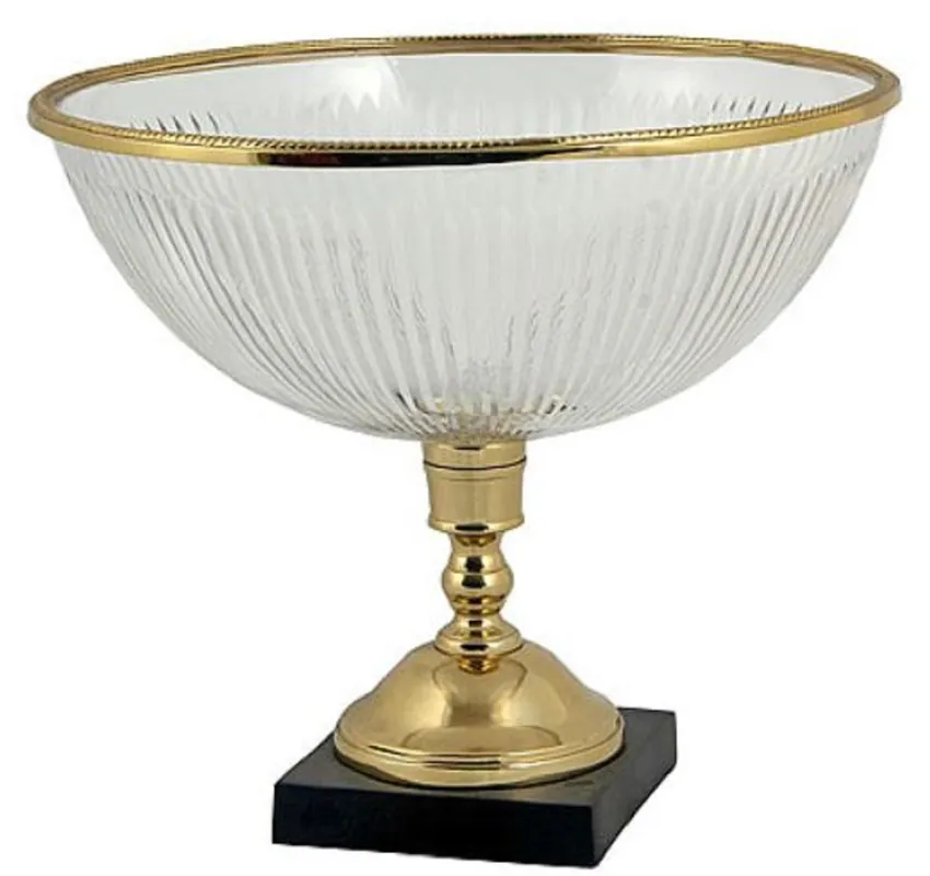 Casa Padrino Art Deco Schüssel Gold / Schwarz Ø 25 x H. 24 cm - Hotel & Restaurant Deko Accessoires Markenprodukt