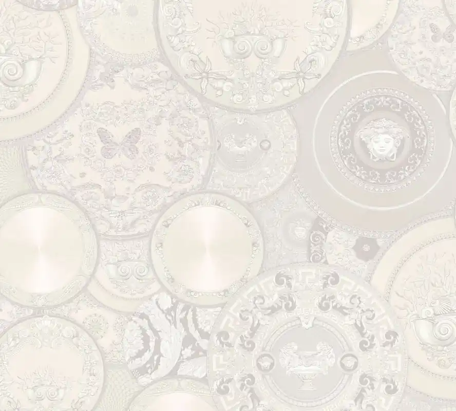 Versace Designer Barock Vliestapete 349014 Les Etoiles de la Mer 2 Weiß / Grau - Design Tapete - Hochwertige Qualität Markenware