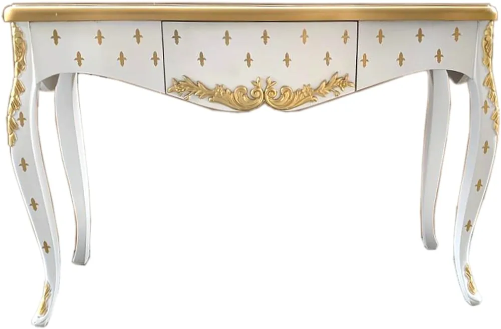 Jetzt Bestellen Casa Padrino Luxus Barock Konsole Weiß Gold mit Schublade 120 x 40 x H. 85 cm - Barock Konsolentisch
