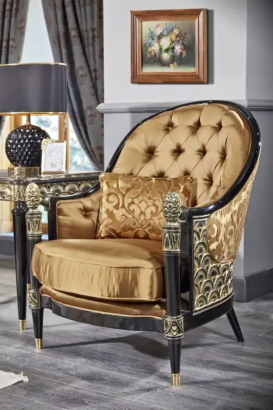 Versand Am Gleichen Tag Casa Padrino Luxus Barock Chesterfield Sessel Gold / Schwarz 80 x 91 x H. 101 cm - Barock Wohnzimmermöbel