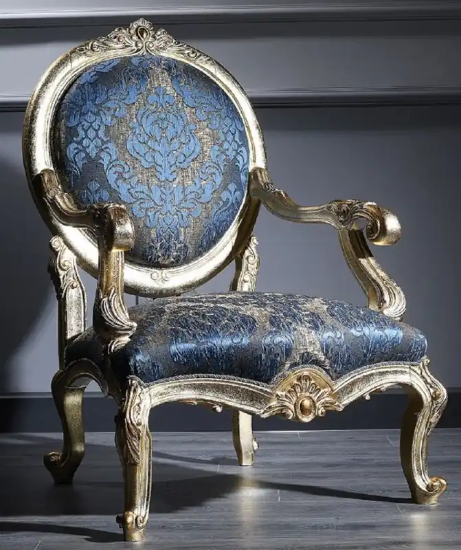 Casa Padrino Luxus Barock Salon Stuhl Dunkelblau / Antik Gold 65 x 85 x H. 120 cm - Barockmöbel Ausverkauf