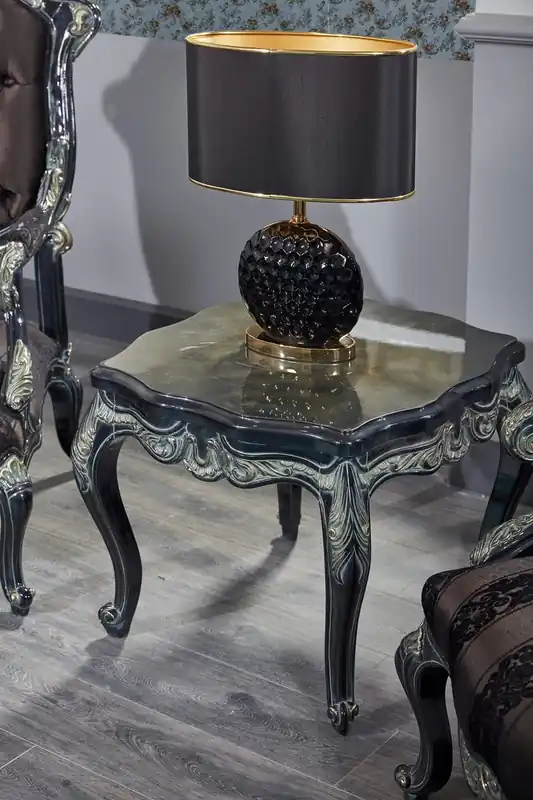 Casa Padrino Luxus Barock Beistelltisch Schwarz / Grün / Gold 65 x 65 x H. 55 cm - Barockmöbel Preiswert