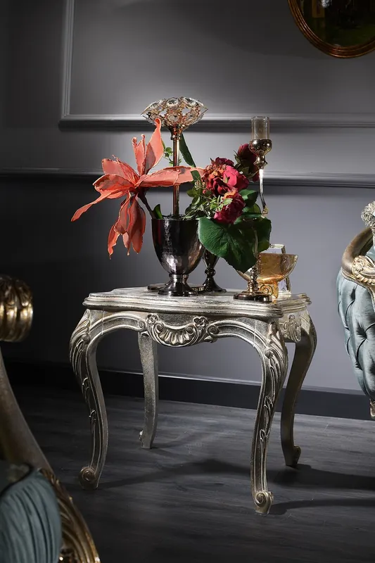 Casa Padrino Luxus Barock Beistelltisch Silber / Gold 61 x 61 x H. 58 cm - Barock Wohnzimmermöbel Schneller Versand